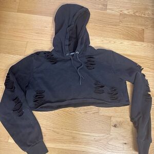 LF cropped distressed hoodie